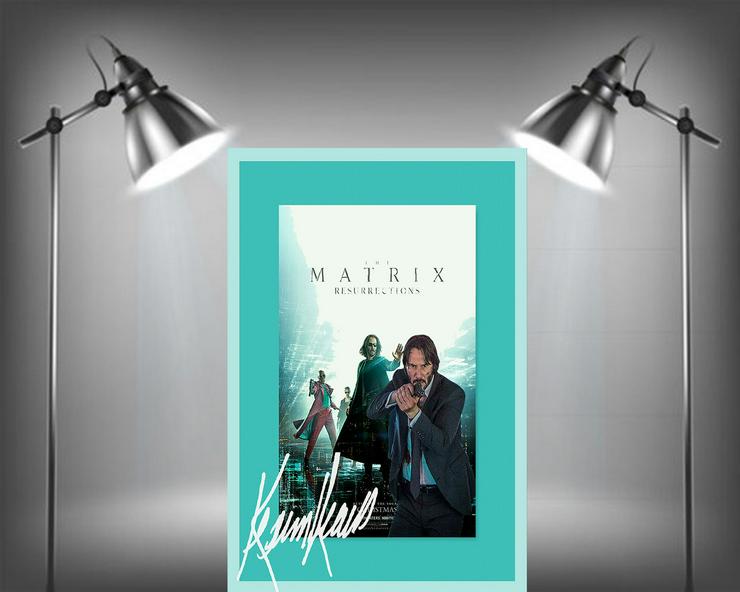 Bild 1: Keanu Reeves signierte Wanddeko. "The Matrix Resurrections". Neues Filmplakat aus USA. XXL 75x50 cm. Hollywood, Souvenir, Geschenk.    