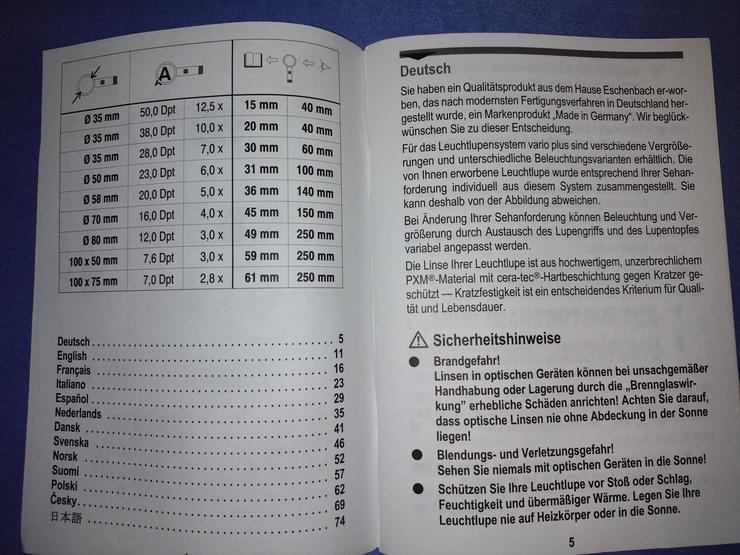 Bild 7: Lese hilfe - lupe Echenbach system vario plus.Batterie LR14 1,5V  second hand