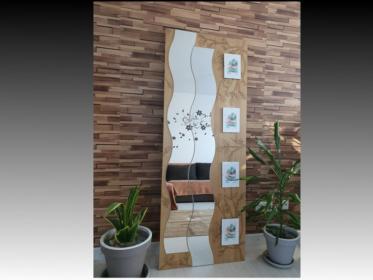 Massivholz Spiegel - Eiche - Brandmalerei: (160x60x5, 5)cm