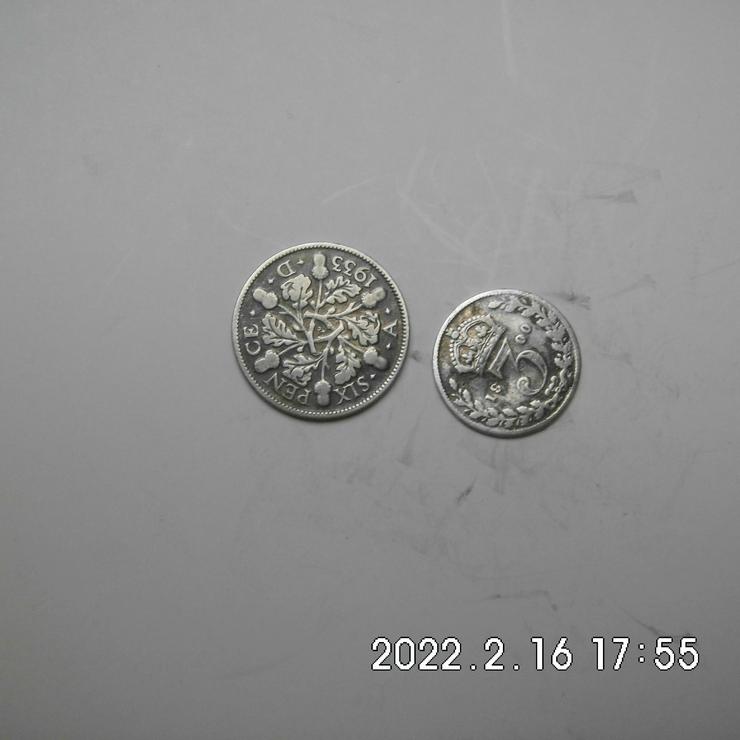 Bild 2: U.K. 3+6 Penny 1900+1933 Silber