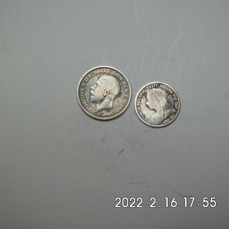U.K. 3+6 Penny 1900+1933 Silber
