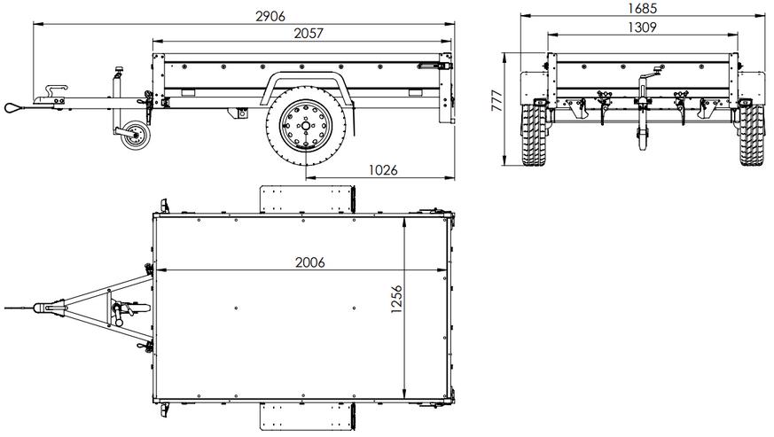 Anhänger kipp mit zusätzlichen Bordwänden und Flachplane 200 cm x 125 - Kastenanhänger & Kipper - Bild 6