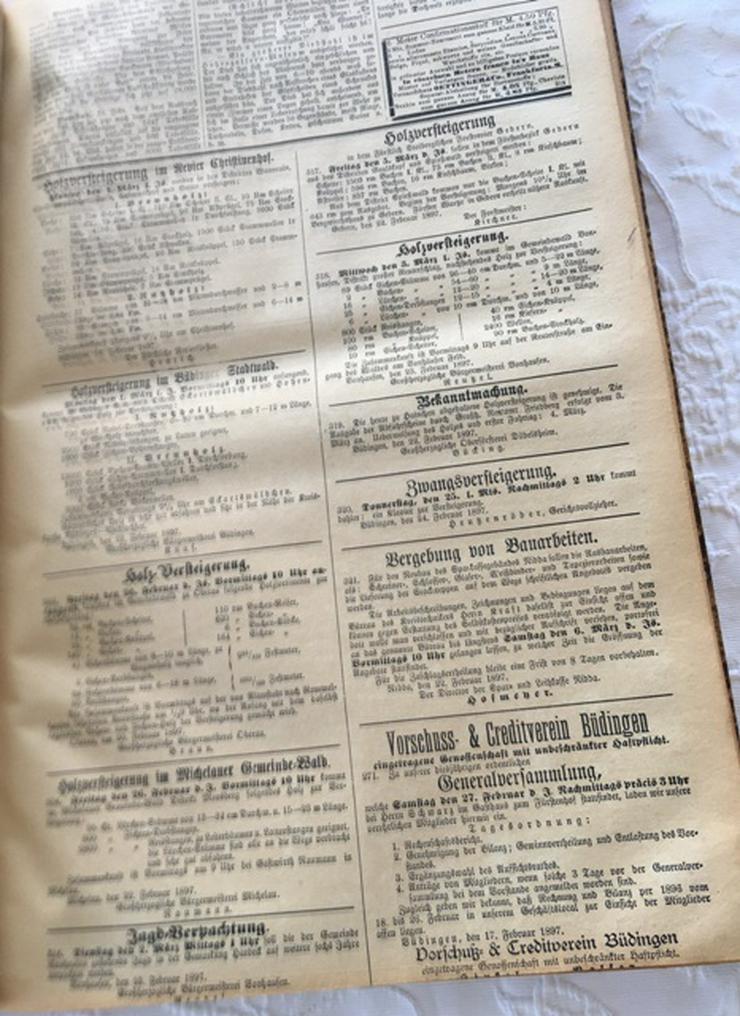 Bild 2: Allgemeiner Büdinger Anzeiger  Kreisplatt für den Kreis Büdingen  Nr.4 Samstag 9 Januar 1897 bis  Nr.152 Samstag 25.Dezember 1897