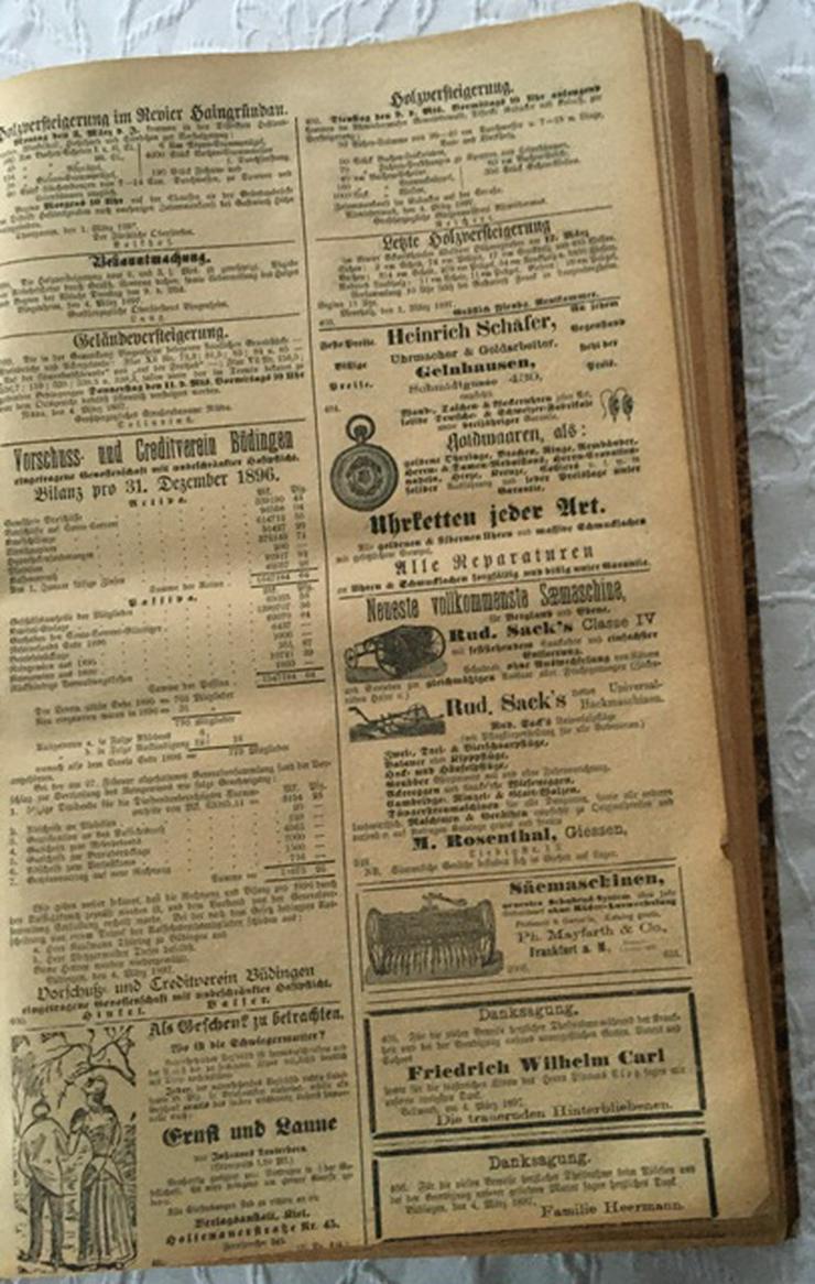 Bild 3: Allgemeiner Büdinger Anzeiger  Kreisplatt für den Kreis Büdingen  Nr.4 Samstag 9 Januar 1897 bis  Nr.152 Samstag 25.Dezember 1897