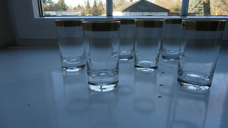 Hochwertige Wassergläser mit GOLDrand, 17 Stück
