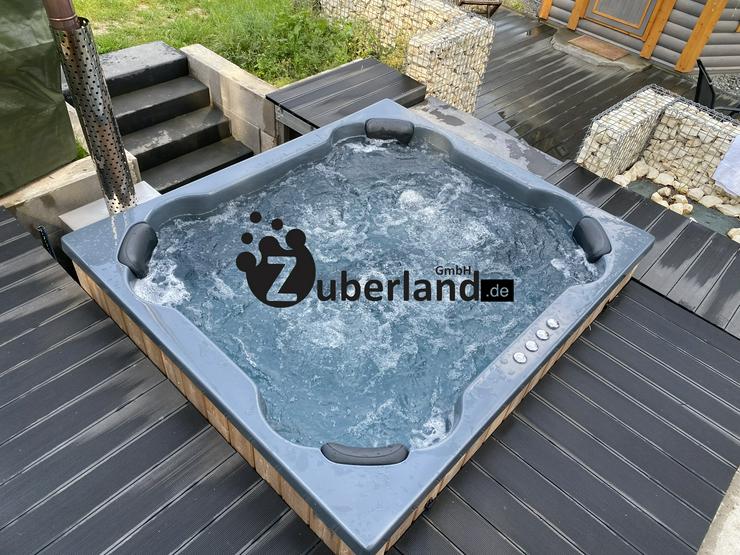 Bild 6: Zuber, Badebottich, Badefass, Outdoor Pool rechteckig 2x1, 7m mit Thermoholzumrandung