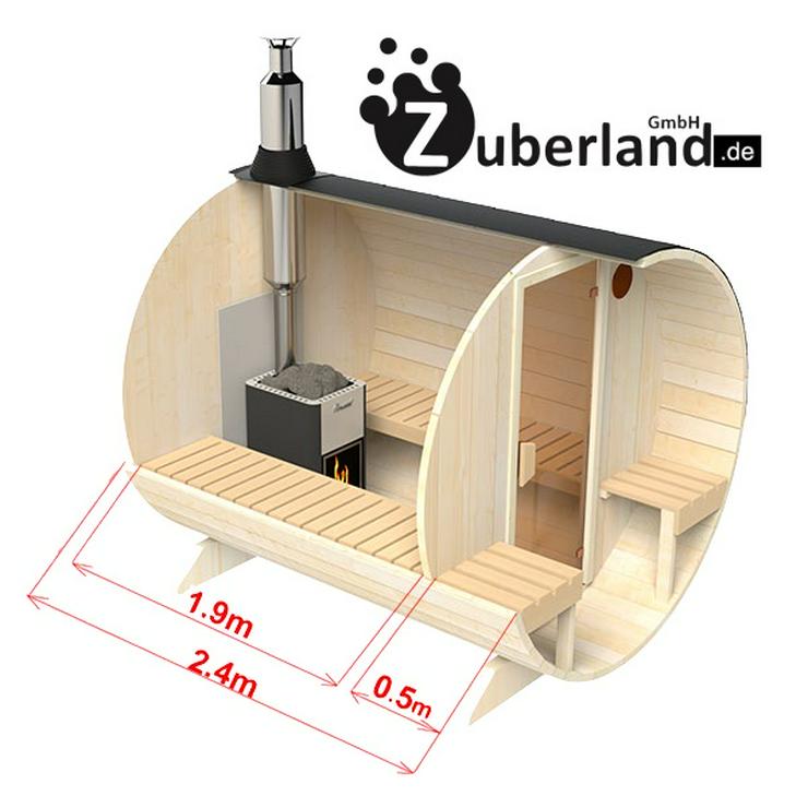 Fasssauna, Saunafass, Sauna (Länge 2, 4m, Durchmesser 2, 2m) mit Holzofen - Gartenhäuser & Pavillons - Bild 8