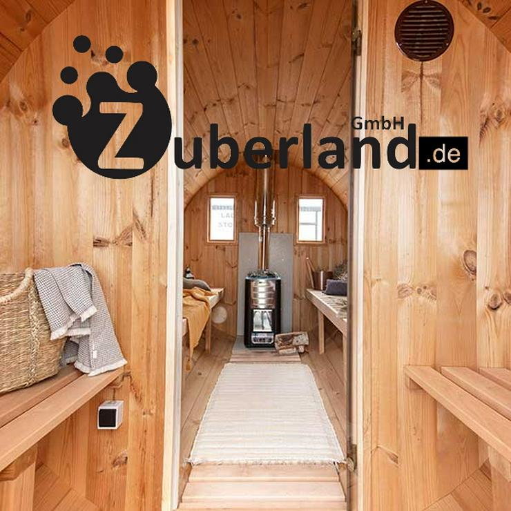 Bild 10: Saunafass, Fass-Sauna, Sauna (Länge 3m, Durchmesser 2,2m) mit Holzofen