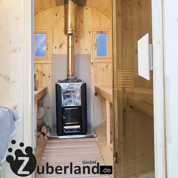 Bild 8: Saunafass, Fass-Sauna, Sauna (Länge 3m, Durchmesser 2,2m) mit Holzofen