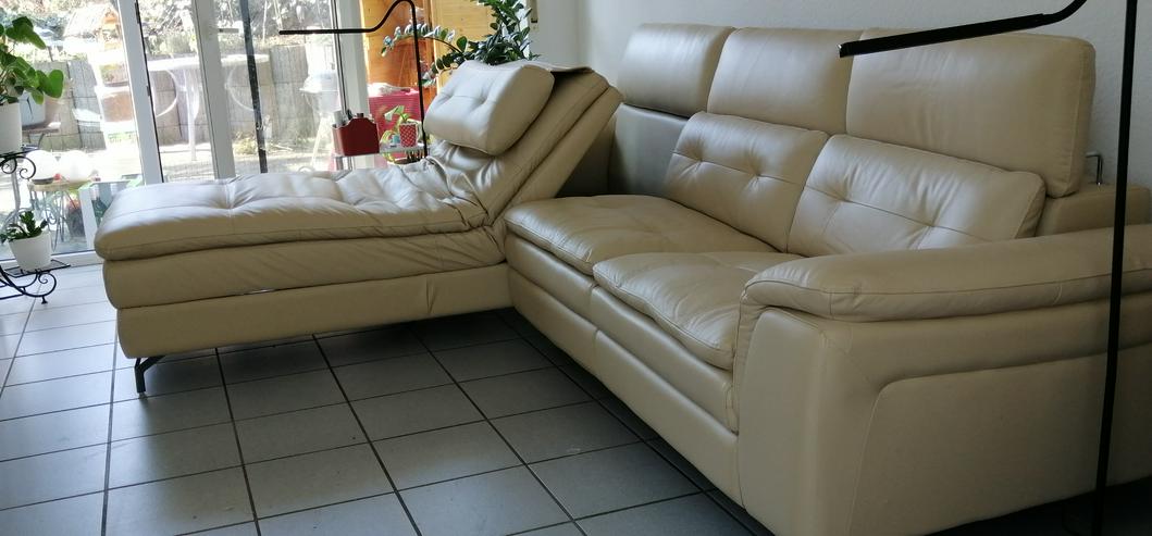 Bild 7: Ecksofa Leder Beige mit Funktion Relax und Liegefunktion