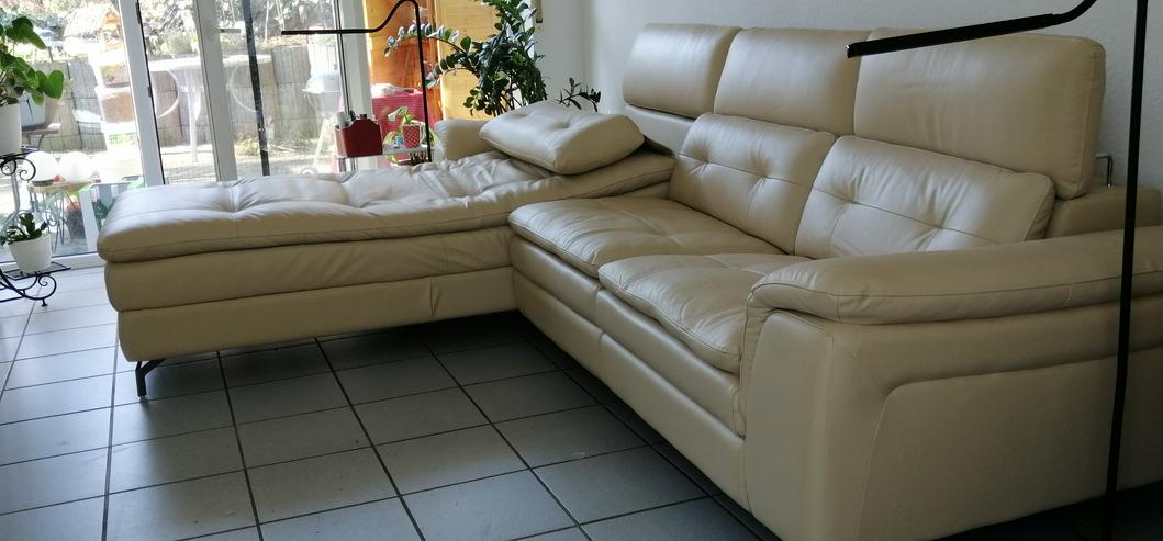 Ecksofa Leder Beige mit Funktion Relax und Liegefunktion - Sofas & Sitzmöbel - Bild 6