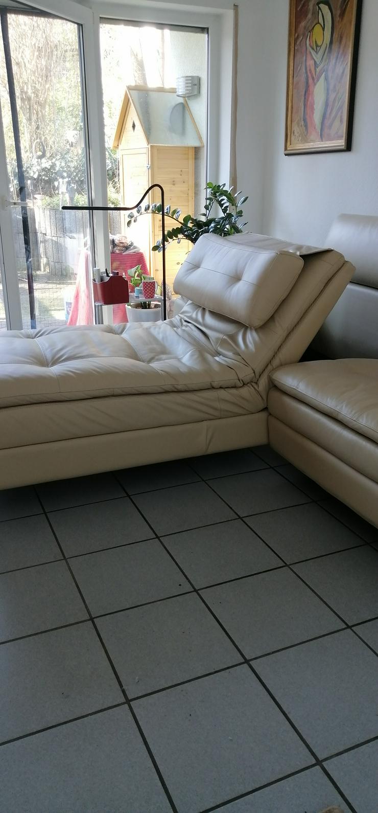Ecksofa Leder Beige mit Funktion Relax und Liegefunktion - Sofas & Sitzmöbel - Bild 1
