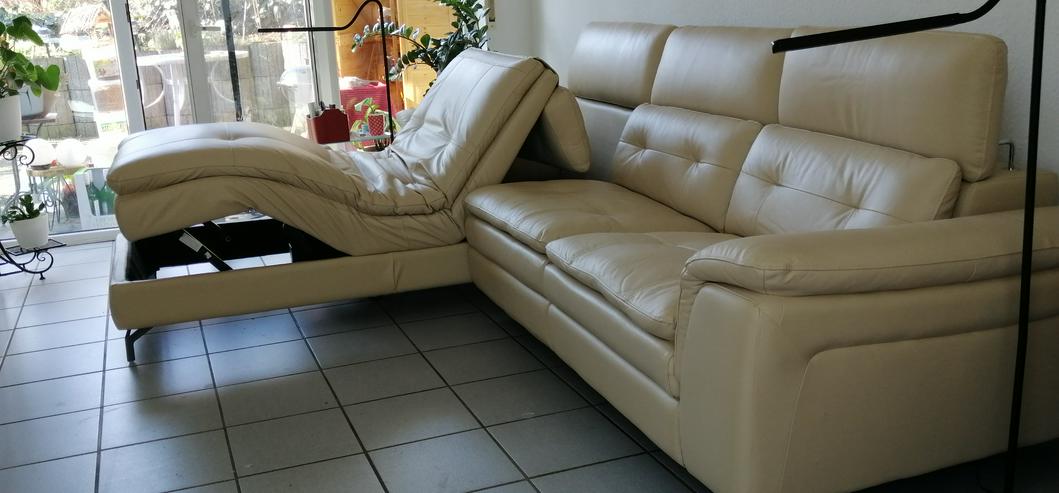 Bild 8: Ecksofa Leder Beige mit Funktion Relax und Liegefunktion