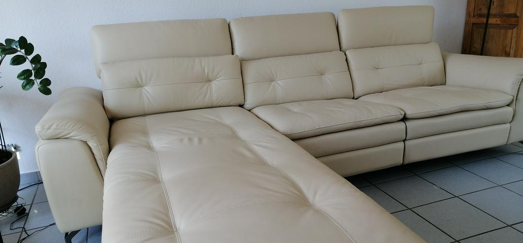 Bild 14: Ecksofa Leder Beige mit Funktion Relax und Liegefunktion