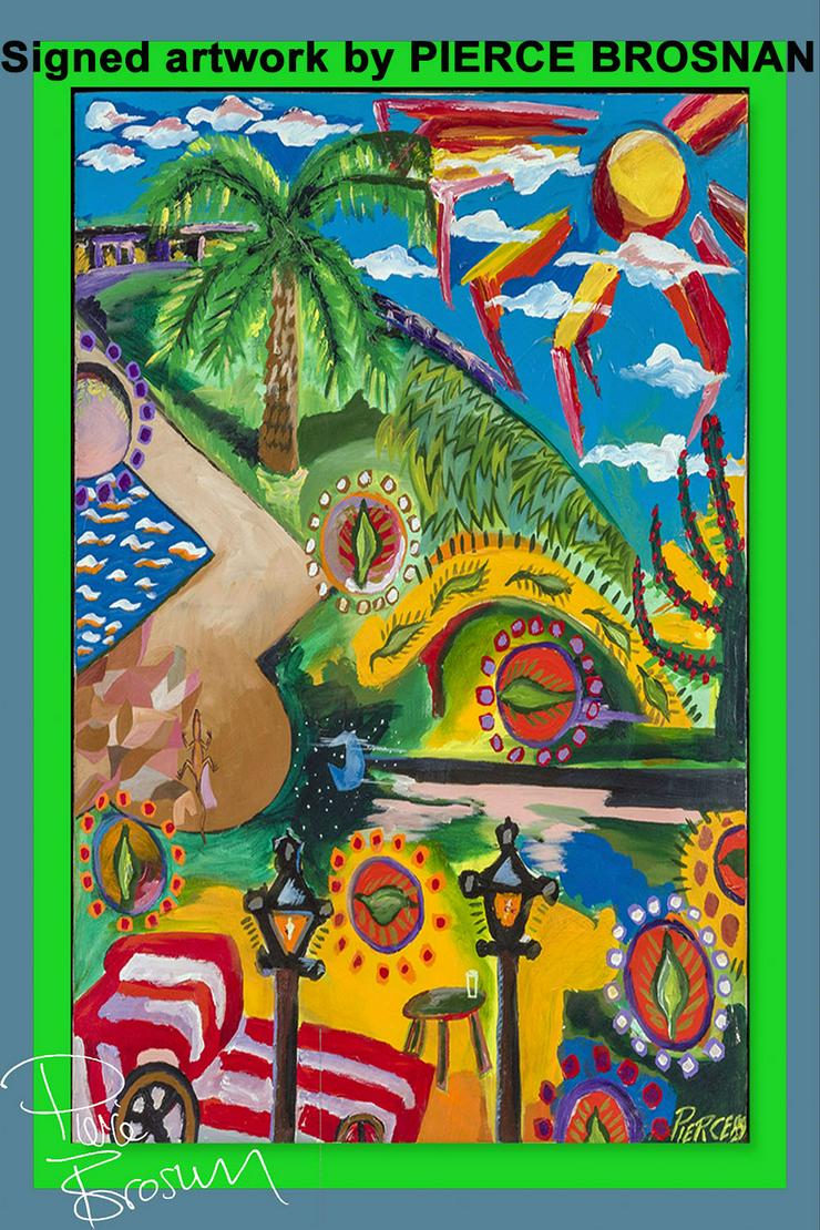 Pierce Brosnan: Signiertes Kunstwerk.Poppiges Wandbild. Souvenir. Geschenkidee. 007 James Bomd. Souvenir. - Poster, Drucke & Fotos - Bild 1