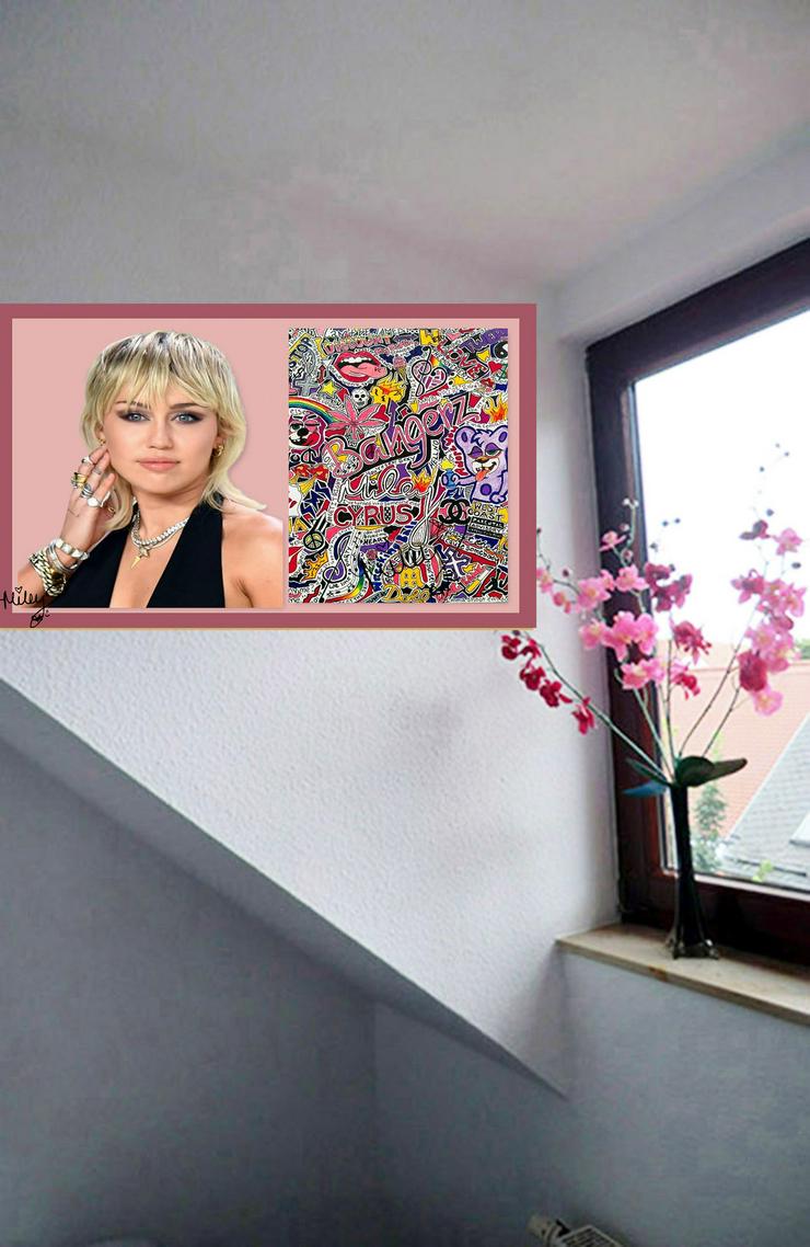 Miley Cyrus signiertes Kunstwerk. Wandbild! Zimmerdeko. Wanddeko. Souvenir! Geschenkidee. - Poster, Drucke & Fotos - Bild 2