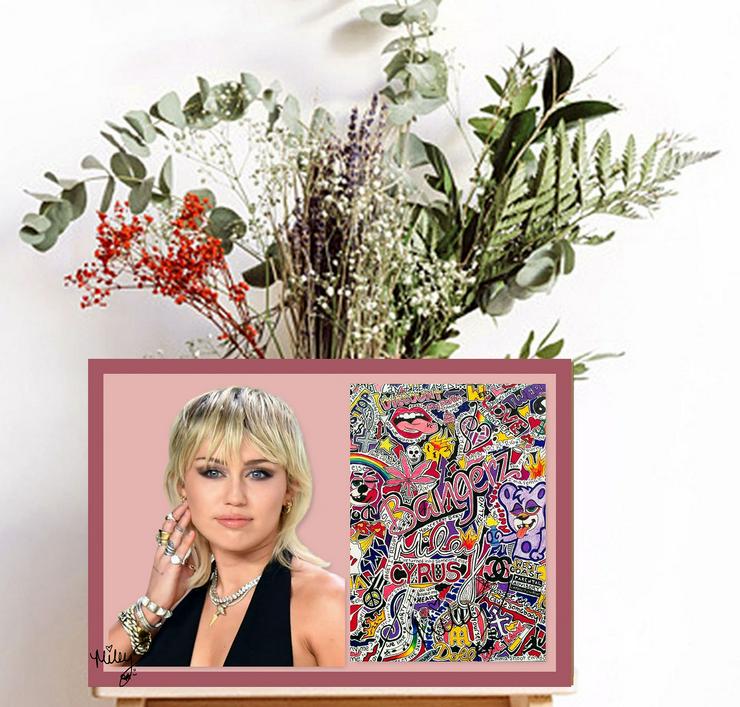 Bild 3: Miley Cyrus signiertes Kunstwerk. Wandbild! Zimmerdeko. Wanddeko. Souvenir! Geschenkidee.