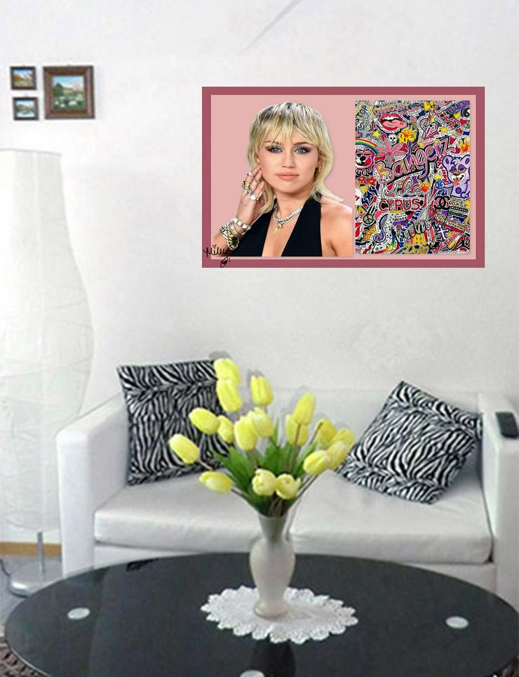 Bild 5: Miley Cyrus signiertes Kunstwerk. Wandbild! Zimmerdeko. Wanddeko. Souvenir! Geschenkidee.