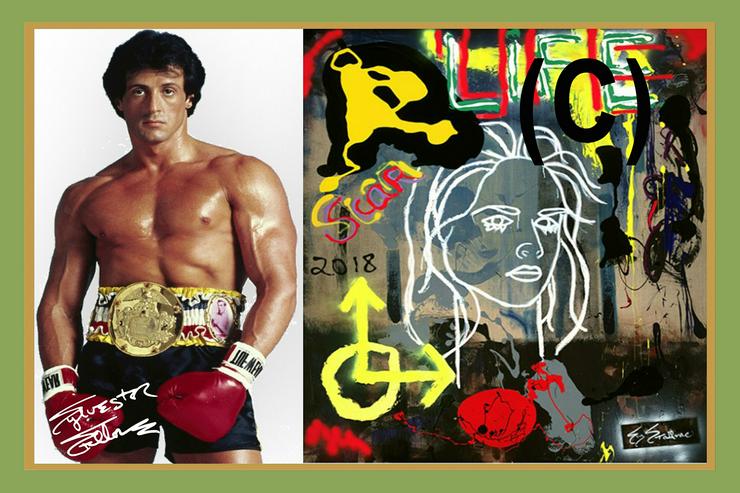 Bild 6: Sylvester Stallone: Signiertes Kunstwerk. XXL-Wandbild. Unikat!  Geschenkidee.  Rambo. Rocky. Souvenir. Zimmerdeko. Wanddeko. 