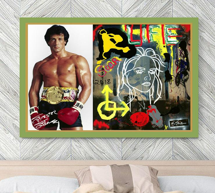 Bild 2: Sylvester Stallone: Signiertes Kunstwerk. XXL-Wandbild. Unikat!  Geschenkidee.  Rambo. Rocky. Souvenir. Zimmerdeko. Wanddeko. 