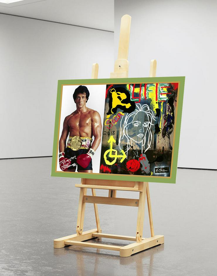 Bild 3: Sylvester Stallone: Signiertes Kunstwerk. XXL-Wandbild. Unikat!  Geschenkidee.  Rambo. Rocky. Souvenir. Zimmerdeko. Wanddeko. 