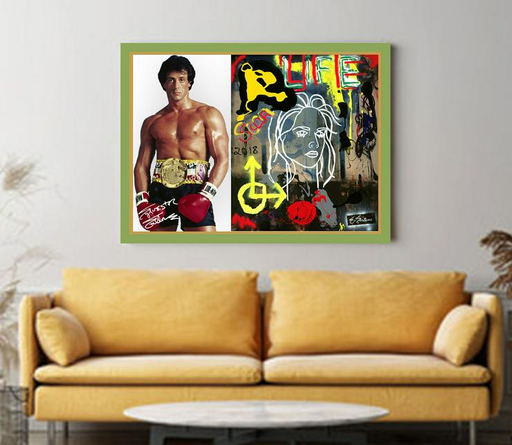 Bild 4: Sylvester Stallone: Signiertes Kunstwerk. XXL-Wandbild. Unikat!  Geschenkidee.  Rambo. Rocky. Souvenir. Zimmerdeko. Wanddeko. 