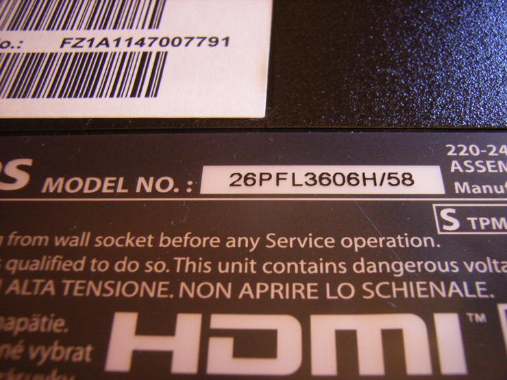 Bild 3: Philips HDMI-TV Typ 26PFL3606H/58, Diagonale = 26"/66 cm  