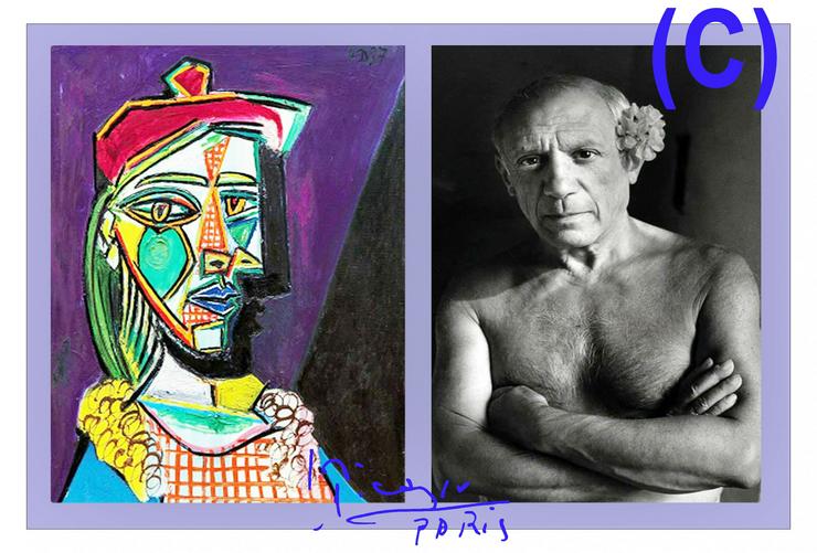 Bild 6: Pablo Picasso: Signiertes Kunstwerk. Collage. Wandbild. Souvenir. Geschenkidee. Wandschmuck. Wanddekoration. 