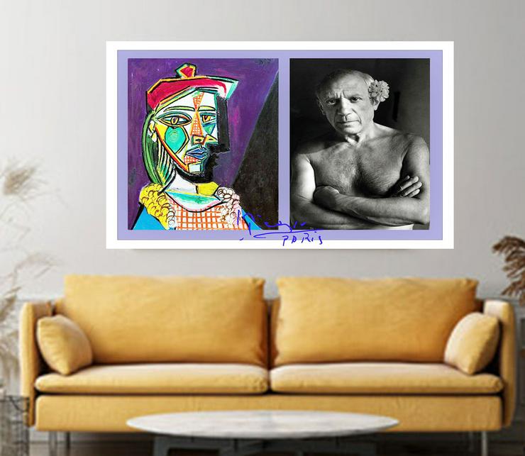 Pablo Picasso: Signiertes Kunstwerk. Collage. Wandbild. Souvenir. Geschenkidee. Wandschmuck. Wanddekoration.  - Gemälde & Zeichnungen - Bild 5