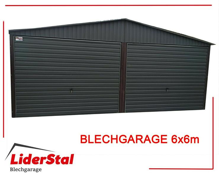 Bild 7: Blechgarage 6x6 Garage KFZ Lager Schuppe RAL7016 | mit Aufbau verzinkt Stahl