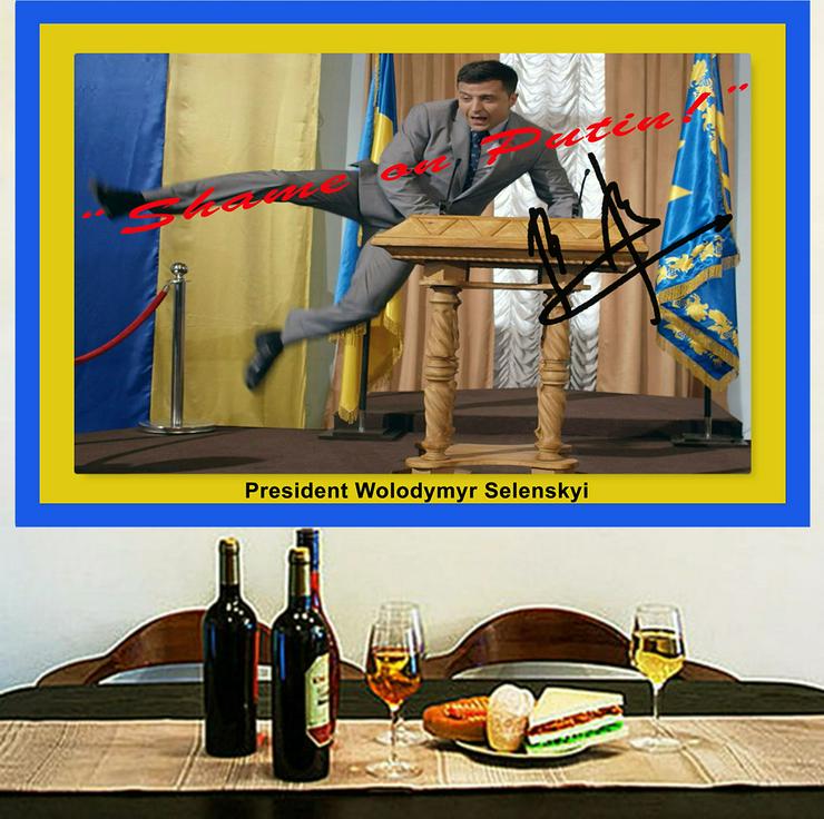 Bild 5: Ukraine Präsident Wolodymyr Zelenskyi.  Signiertes Wandbild. Souvenir. Geschenkidee. Wandschmuck. Zimmerdeko. Kunstdruck. Memorabilie. Unikat. Brandneu!
