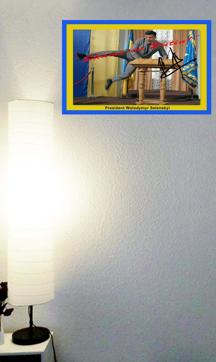 Bild 4: Ukraine Präsident Wolodymyr Zelenskyi.  Signiertes Wandbild. Souvenir. Geschenkidee. Wandschmuck. Zimmerdeko. Kunstdruck. Memorabilie. Unikat. Brandneu!