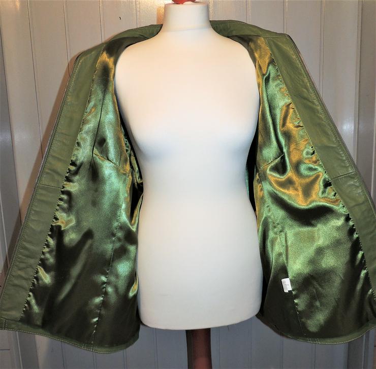 Lederjacke für Damen modern echt Leder grün Größe 40/42 - Größen 40-42 / M - Bild 5