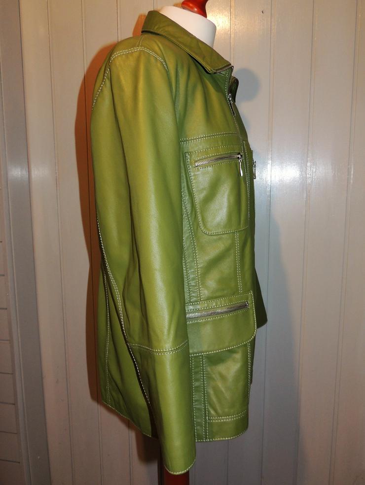 Lederjacke für Damen modern echt Leder grün Größe 40/42 - Größen 40-42 / M - Bild 3