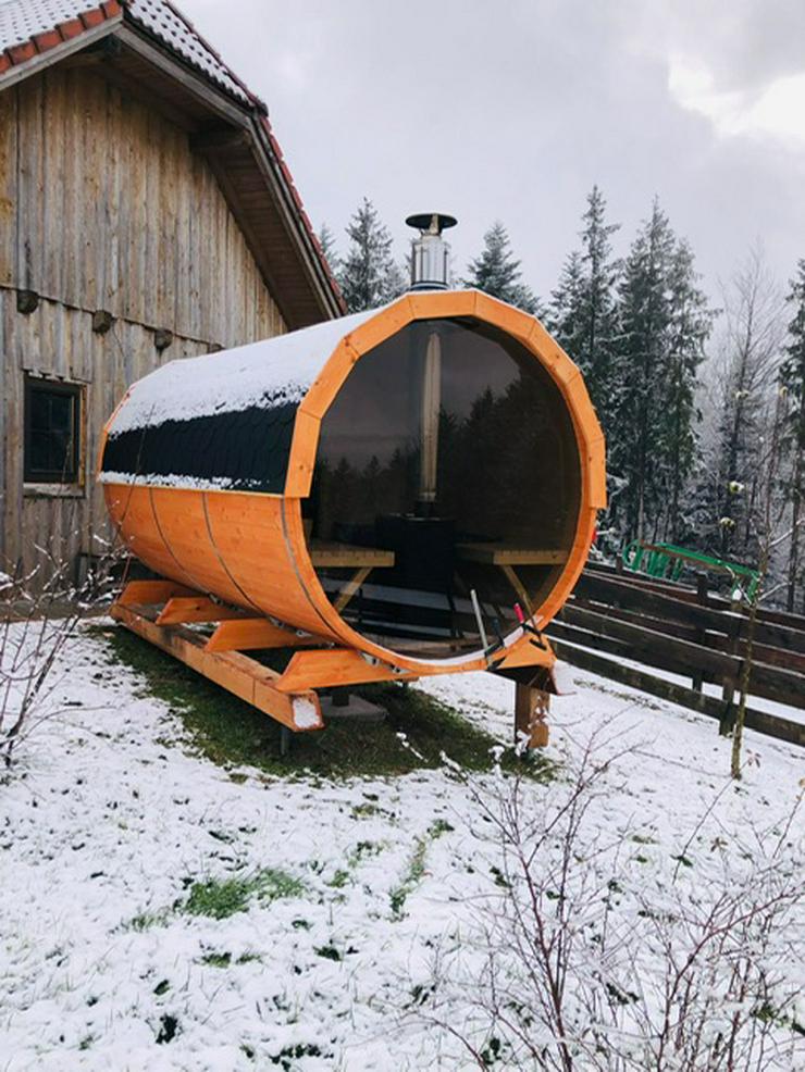 Bild 8: Garten-Fass-Sauna mit Panorama-Glas Top Qualität