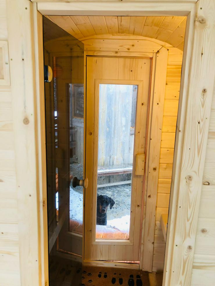 Bild 10: Garten-Fass-Sauna mit Panorama-Glas Top Qualität