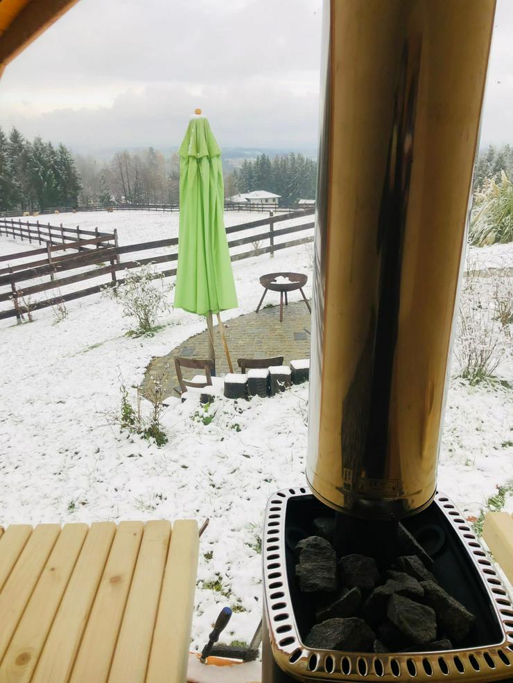 Bild 11: Garten-Fass-Sauna mit Panorama-Glas Top Qualität