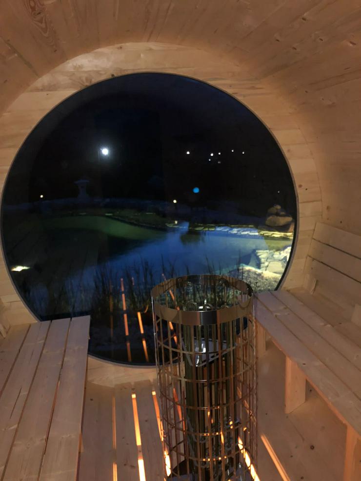 Bild 15: Garten-Fass-Sauna mit Panorama-Glas Top Qualität