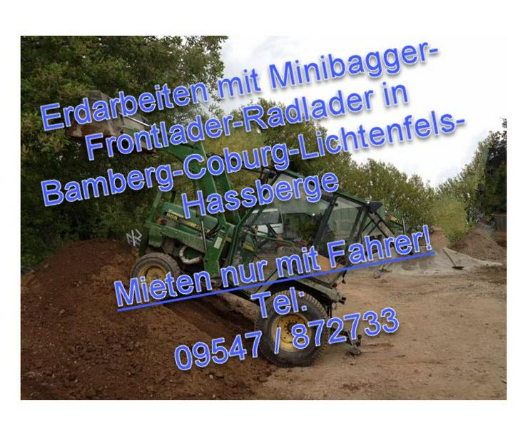 Bild 3: Minibagger Mieten in Bamberg und der Umgebung nur inkl. Fahrer für zb. Baggerarbeiten in Bamberg