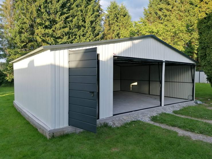 Blechgarage Garage Einzelgarage Metallgarage, 8x5 m Blech verzinkt Stahl - Garagentore - Bild 8