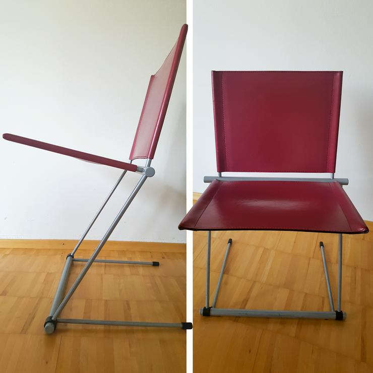 Bild 2: Stuhl, Leder rot, Aluminium Chrom matt, B/T/H 53 × ca. 50 × 80 cm