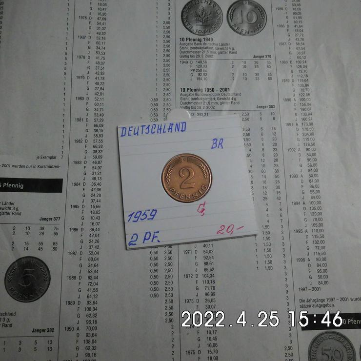2 Pfennig 1959 G Kupfer Stempelglanz