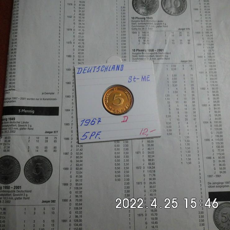 5 Pfennig 1967 D Stempelglanz