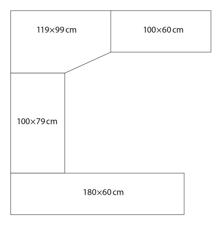 Bild 3: Arbeitsplatz, waiko, Eckschreibtisch, Container ca. 220×260×180 mm als U-Form
