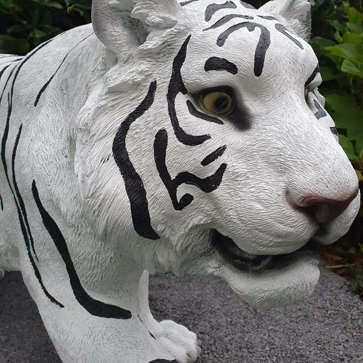 Bild 2: Gartenfigur große weiße Tiger Figur auf allen vieren 140 cm -NEU-