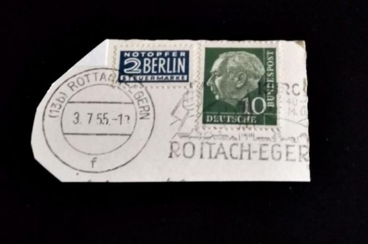 Briefmarke/n auf Papier, -143-17-129--für Stempelsammler-ROTTACHEGERN-1955