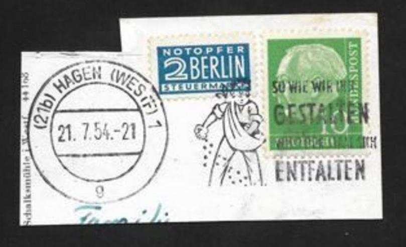 Briefmarke/n auf Papier, für Stempelsammler.----HAGEN-1954