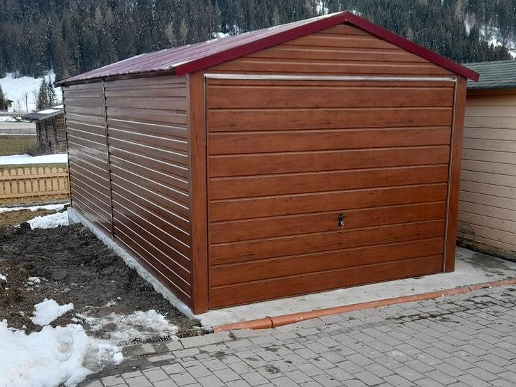 Blechgarage Garage Geräteschupppen 3x5 m verzinkt KFZ Lager Holzoptik - Garagentore - Bild 2