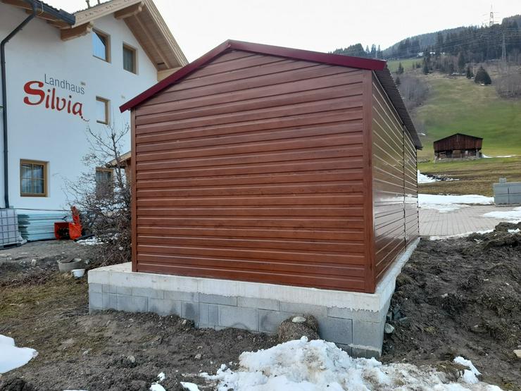 Blechgarage Garage Geräteschupppen 3x5 m verzinkt KFZ Lager Holzoptik - Garagentore - Bild 4
