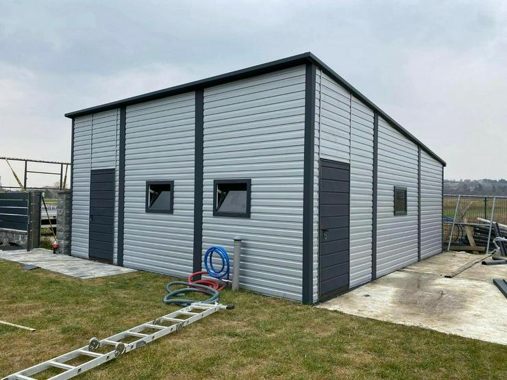 Blechgarage Garage Geräteschupppen 7x7 m verzinkt KFZ Lagerhalle Werkstatt - Garagentore - Bild 3